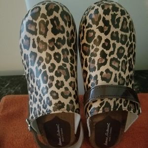 Leopard Print Wooden Designer Clogs